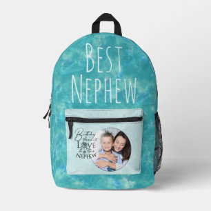 Calligraphy Custom Photo Birthday For Nephew Printed Backpack