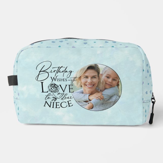 Calligraphy Custom Photo Birthday For  Niece Dopp Kit (Front)
