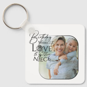 Calligraphy Custom Photo Birthday For  Niece Keychain