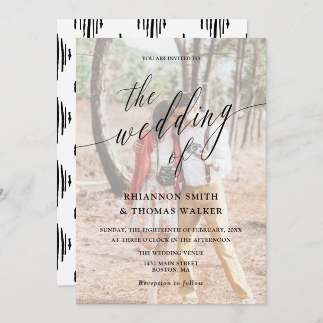 Calligraphy Custom Photo Wedding Invitation (Front/Back)