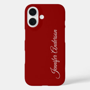 Calligraphy Dark Red Colour Personalized Name iPhone 16 Case