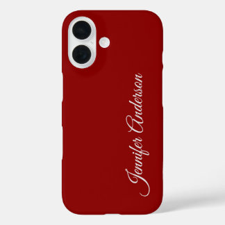 Calligraphy Dark Red Colour Personalized Name iPhone 16 Case