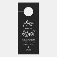 Calligraphy Do Not Disturb Black Wedding
