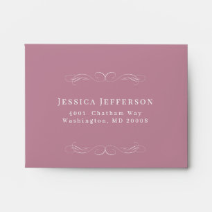 Calligraphy Dusty Rose Swirl Wedding RSVP Return Envelope