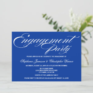 Calligraphy Elegance Royal Blue Engagement Party Invitation