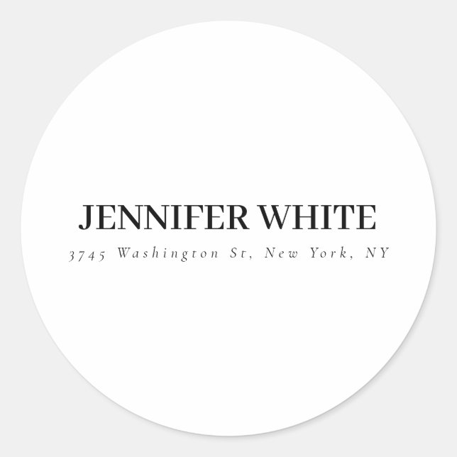 Calligraphy Elegant Black & White Bold Retro Classic Round Sticker (Front)