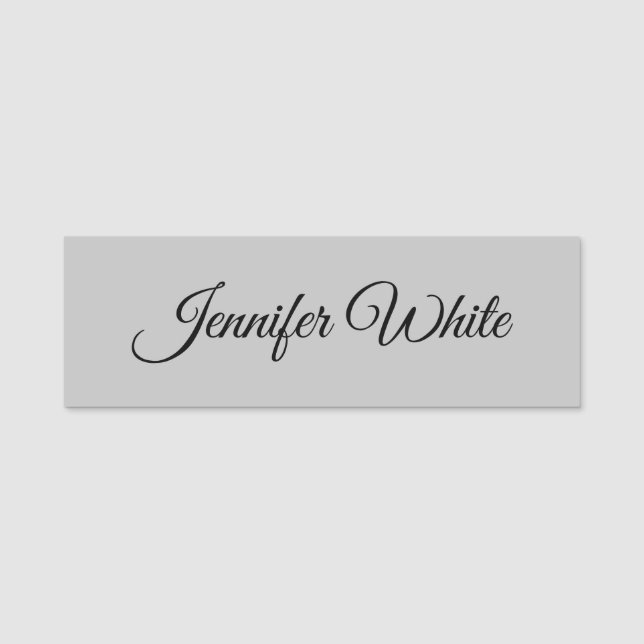 Calligraphy Elegant Black & White Bold Retro Name Tag (Front)