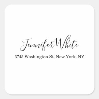 Calligraphy Elegant Black & White Chic Plain Square Sticker