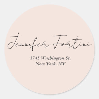 Calligraphy Elegant Black & White Plain Simple Classic Round Sticker