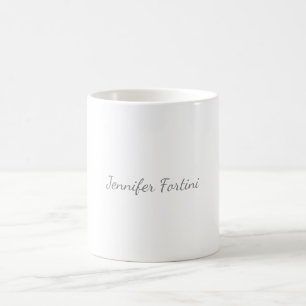 Calligraphy Elegant Black & White Plain Simple Coffee Mug