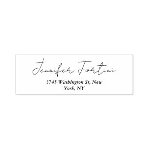 Calligraphy Elegant Black & White Plain Simple Lab Self-inking Stamp