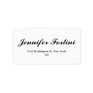 Calligraphy Elegant Black & White Plain Simple Label