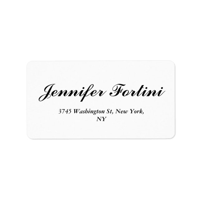 Calligraphy Elegant Black & White Plain Simple Label (Front)