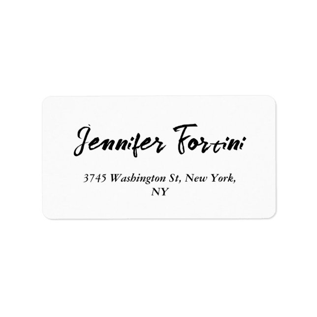 Calligraphy Elegant Black & White Plain Simple Label (Front)