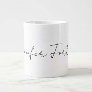 Calligraphy Elegant Black & White Plain Simple Large Coffee Mug