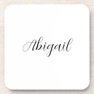 Calligraphy Elegant Black White Plain Simple Name Coaster