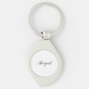Calligraphy Elegant Black White Plain Simple Name Keychain
