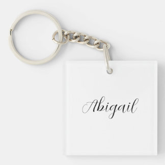 Calligraphy Elegant Black White Plain Simple Name Keychain