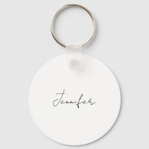Calligraphy Elegant Black White Plain Simple Name Keychain