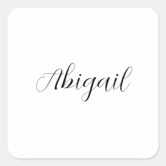 Calligraphy Elegant Black White Plain Simple Name Square Sticker