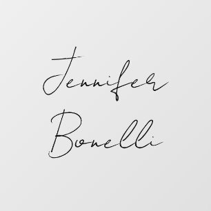 Calligraphy Elegant Black White Plain Simple Name Window Cling