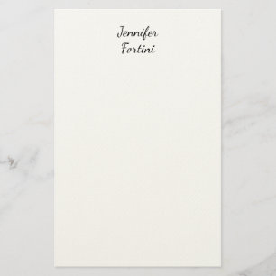 Calligraphy Elegant Black & White Plain Simple Stationery
