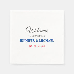 Calligraphy Elegant Black & White Welcome Wedding Napkin
