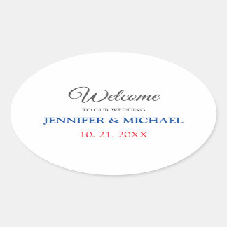 Calligraphy Elegant Black & White Welcome Wedding Oval Sticker