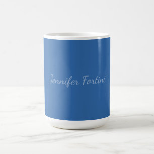 Calligraphy Elegant Blue & White Plain Simple Coffee Mug