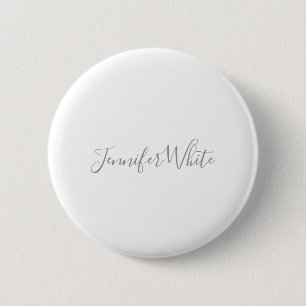 Calligraphy Elegant Bold Retro Gray White Name 2 Inch Round Button