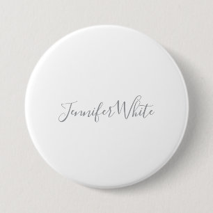 Calligraphy Elegant Bold Retro Gray White Name 3 Inch Round Button