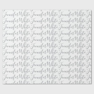 Calligraphy Elegant Bold Retro Gray White Name Wrapping Paper