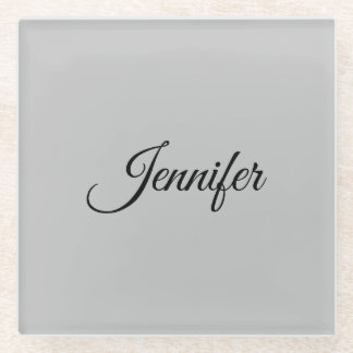 Calligraphy Elegant Bold Retro Grey Glass Coaster
