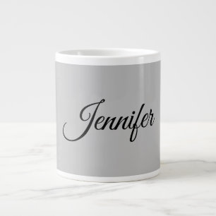 Calligraphy Elegant Bold Retro Grey Large Coffee Mug