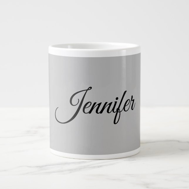 Calligraphy Elegant Bold Retro Grey Large Coffee Mug (Front)