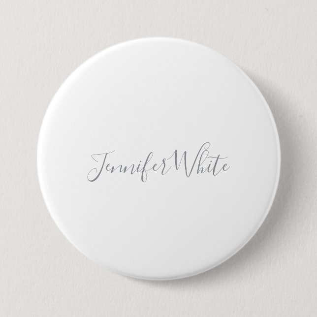 Calligraphy Elegant Bold Retro Grey White Name 3 Inch Round Button (Front)