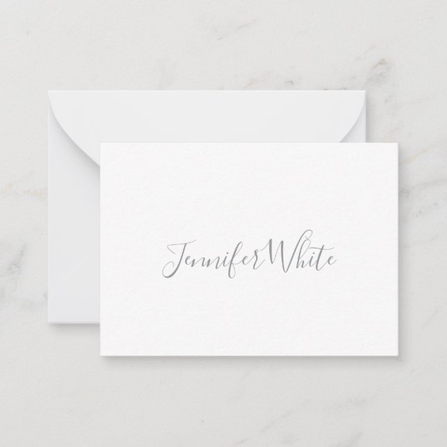 Calligraphy Elegant Bold Retro Grey White Name Card (Front)