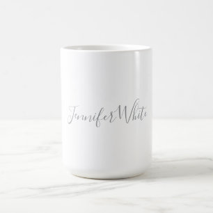 Calligraphy Elegant Bold Retro Grey White Name Coffee Mug