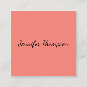 Calligraphy Elegant Coral Pink Plain Simple Name Enclosure Card