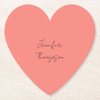 Calligraphy Elegant Coral Pink Plain Simple Name