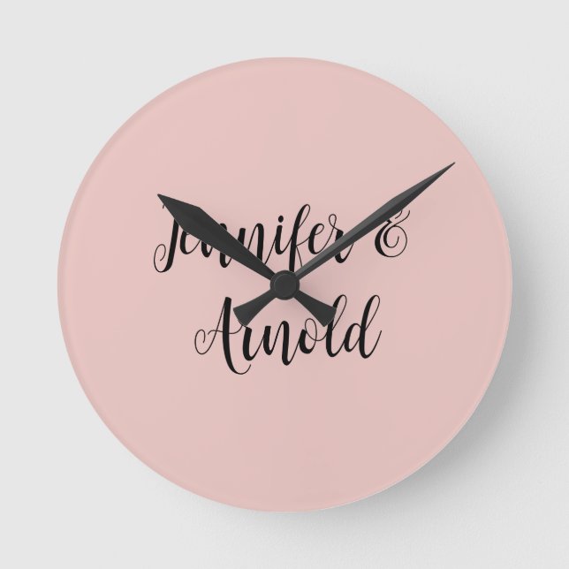 Calligraphy Elegant Cute Plain Round Clock (Front)