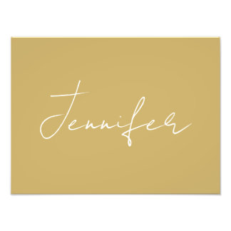 Calligraphy Elegant Gold Colour Plain Simple Name Photo Print