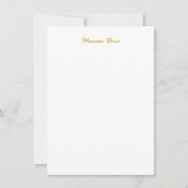 Calligraphy Elegant Gold White Plain Simple Name Card (Front)