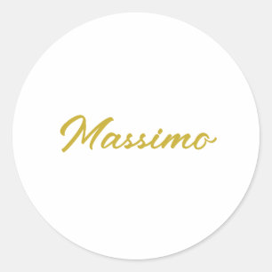 Calligraphy Elegant Gold White Plain Simple Name Classic Round Sticker