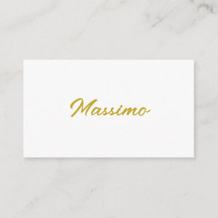 Calligraphy Elegant Gold White Plain Simple Name Enclosure Card