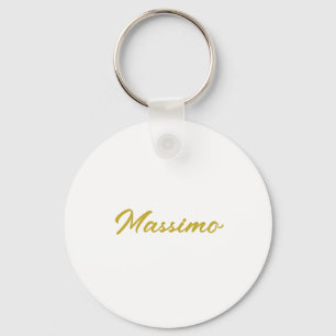 Calligraphy Elegant Gold White Plain Simple Name Keychain