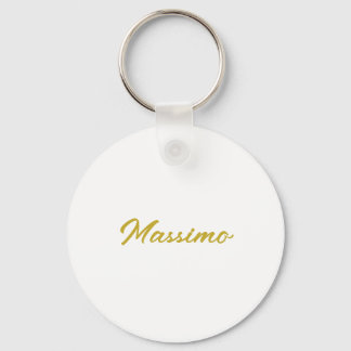 Calligraphy Elegant Gold White Plain Simple Name Keychain