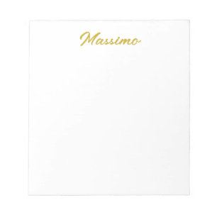 Calligraphy Elegant Gold White Plain Simple Name Notepad