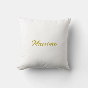 Calligraphy Elegant Gold White Plain Simple Name Throw Pillow