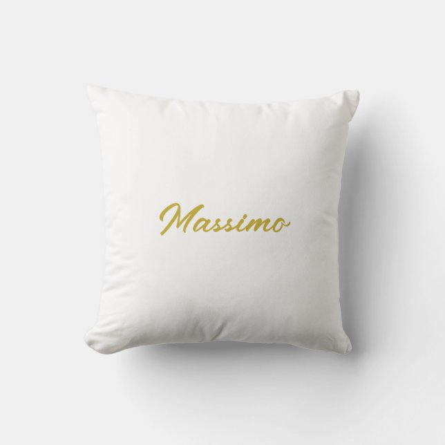 Calligraphy Elegant Gold White Plain Simple Name Throw Pillow (Front)